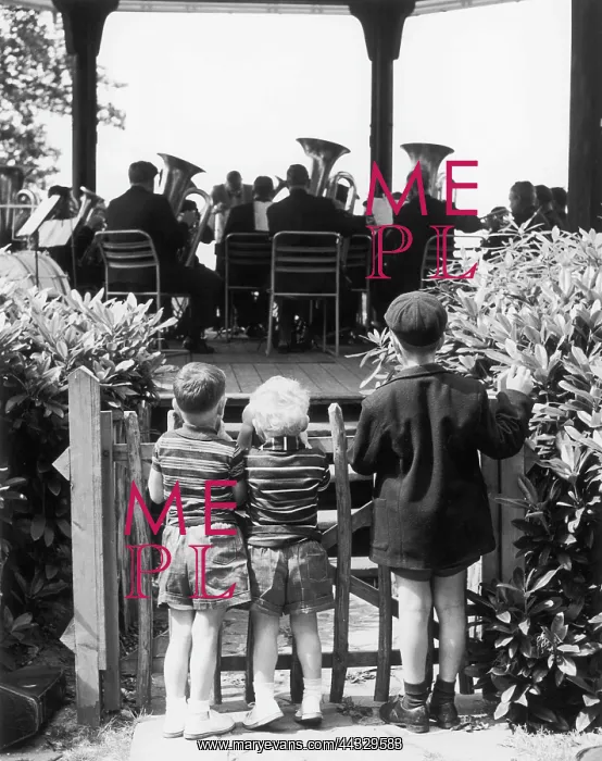 : BOYS WATCHING BRASS BAND : BOYS WATCHING BRASS BAND