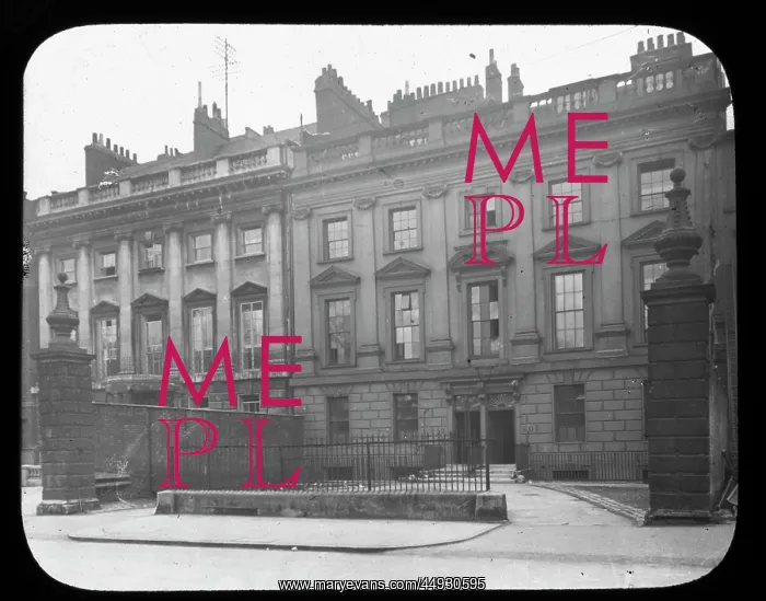  : B.P (?) - Tall buildings, square windows - set back from street behind railings