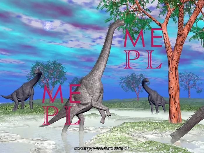 : Brachiosaurus dinosaurs grazing on trees : Brachiosaurus dinosaurs grazing on trees