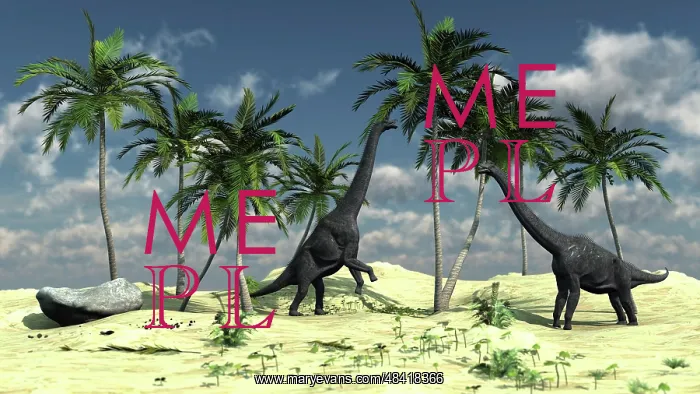 : Two Brachiosaurus dinosaurs grazing on trees : Two Brachiosaurus dinosaurs grazing on trees