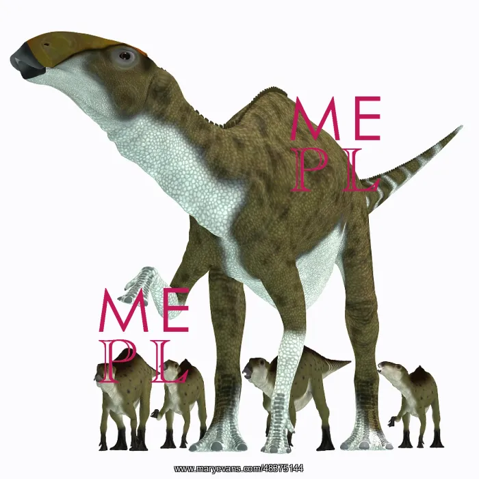 : Brachylophosaurus with offspring : Brachylophosaurus with offspring