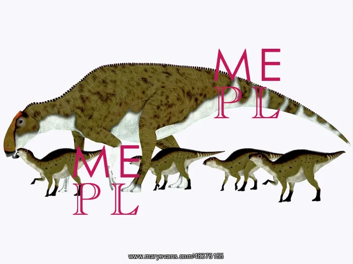 : Brachylophosaurus with offspring : Brachylophosaurus with offspring