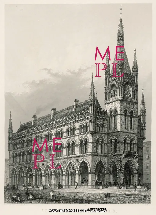 : BRADFORD TOWN HALL 1870S : BRADFORD TOWN HALL 1870S