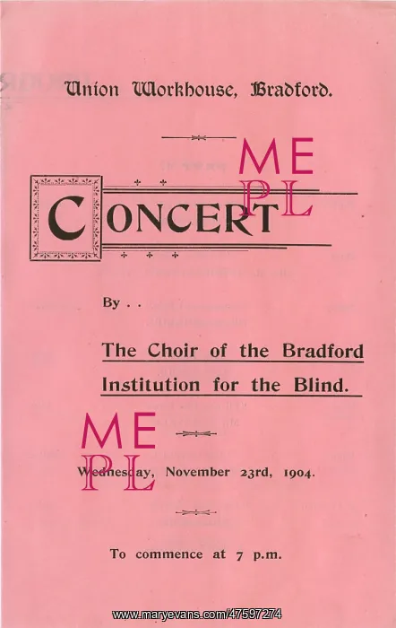 : Bradford workhouse concert programme cover : Bradford workhouse concert programme cover