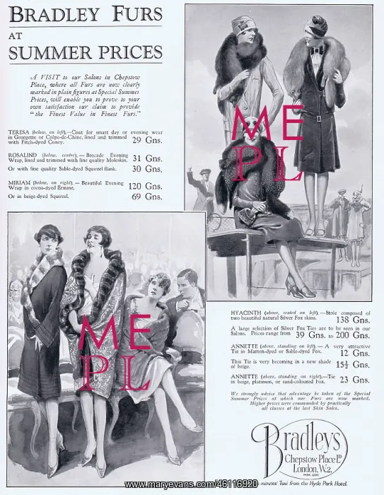 : Bradley Furs Advert, 1927 : Bradley Furs Advert, 1927