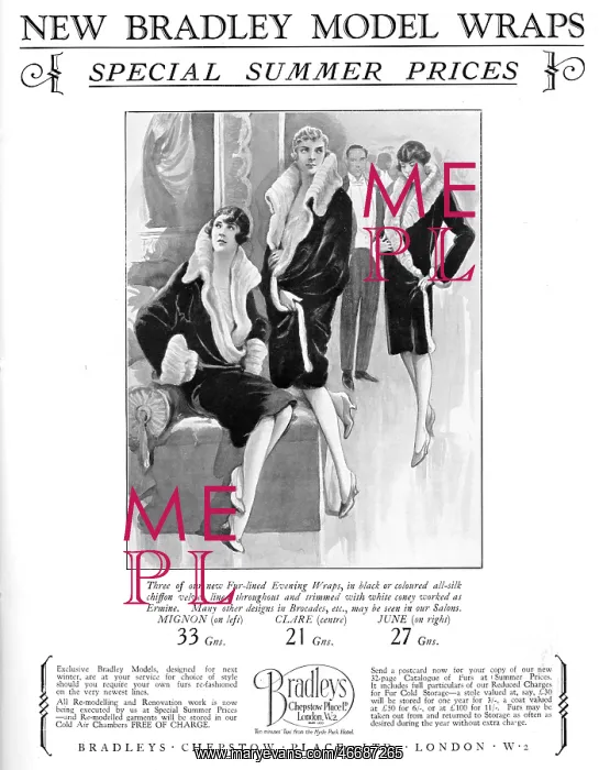 : Bradley Furs Advert, 1927 : Bradley Furs Advert, 1927