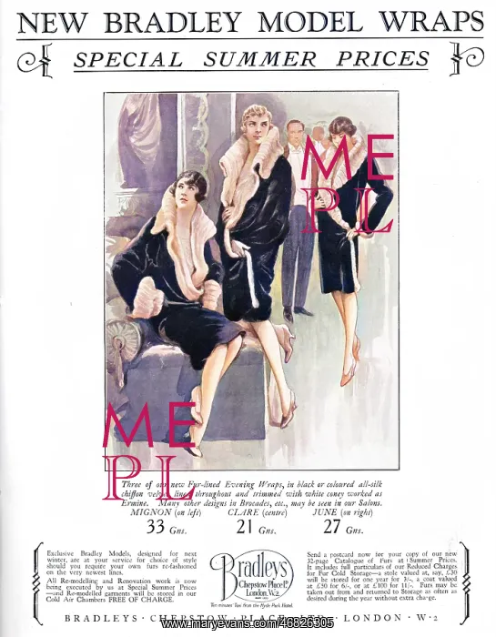 : Bradley Furs Advert, 1927 : Bradley Furs Advert, 1927
