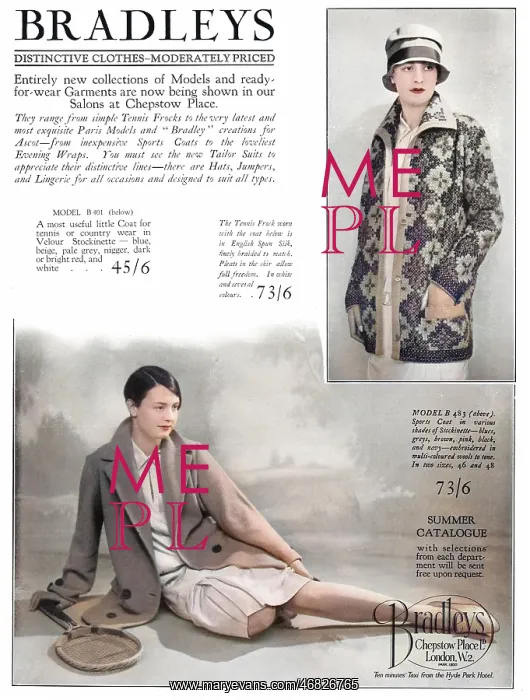 : Bradley's Clothes Advert, 1927 : Bradley's Clothes Advert, 1927