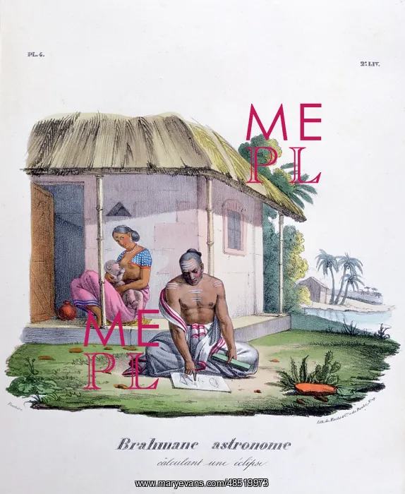 : Brahmin astronomer in study as his wife breastfeeds : Brahmin astronomer in study as his wife breastfeeds