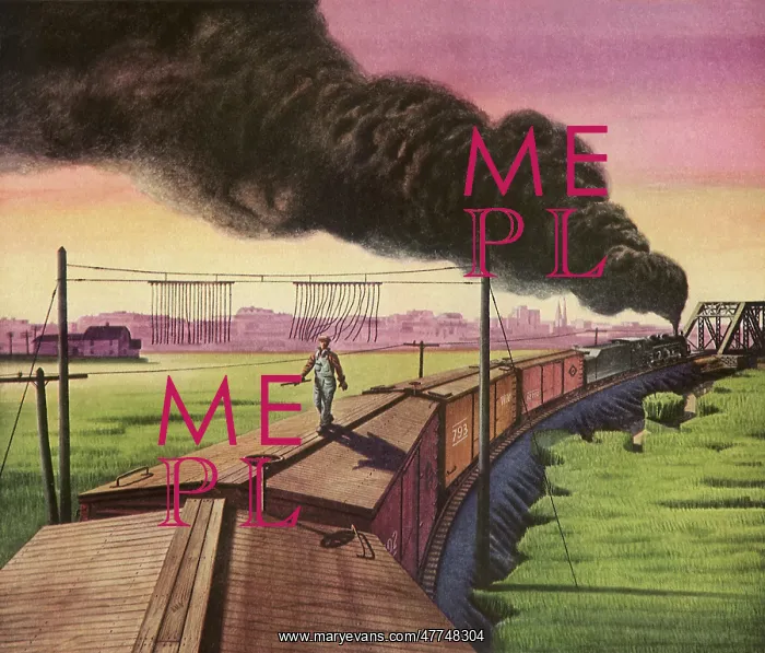: Brakeman walking on top of Train under Tell-tale Ropes : Brakeman walking on top of Train under Tell-tale Ropes