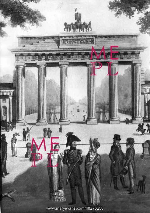 : Brandenburg Gate in Berlin, around 1825 : Brandenburg Gate in Berlin, around 1825