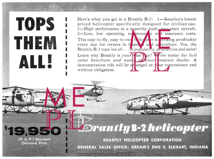 : Brantly B-23 Helicopter 1961 : Brantly B-23 Helicopter 1961