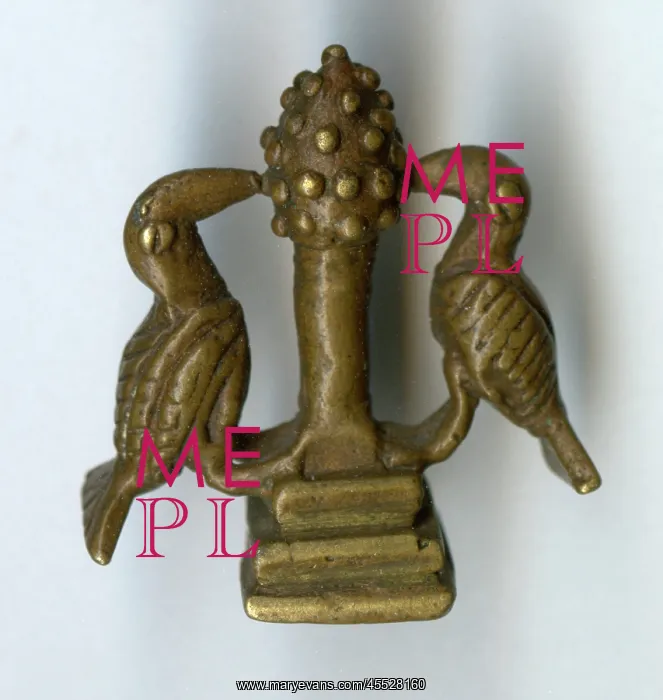 : Brass ornament, two birds and tree : Brass ornament, two birds and tree
