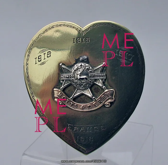 : Brass souvenir in the form of a heart, WW1 : Brass souvenir in the form of a heart, WW1