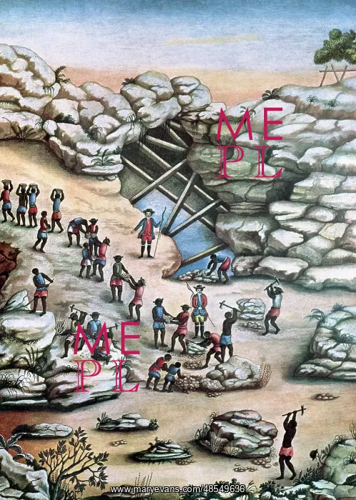 : Brazil. Black slaves working in a diamond mine : Brazil. Black slaves working in a diamond mine