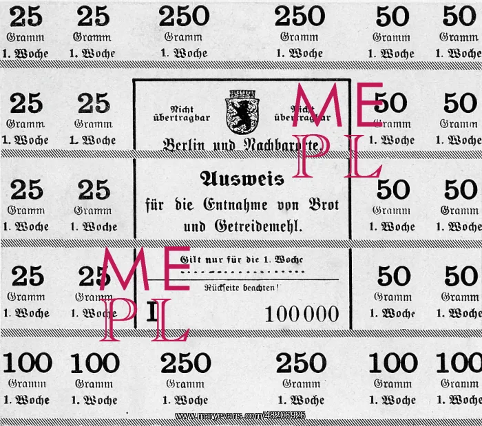 : Bread ration card from Berlin, 1915 : Bread ration card from Berlin, 1915