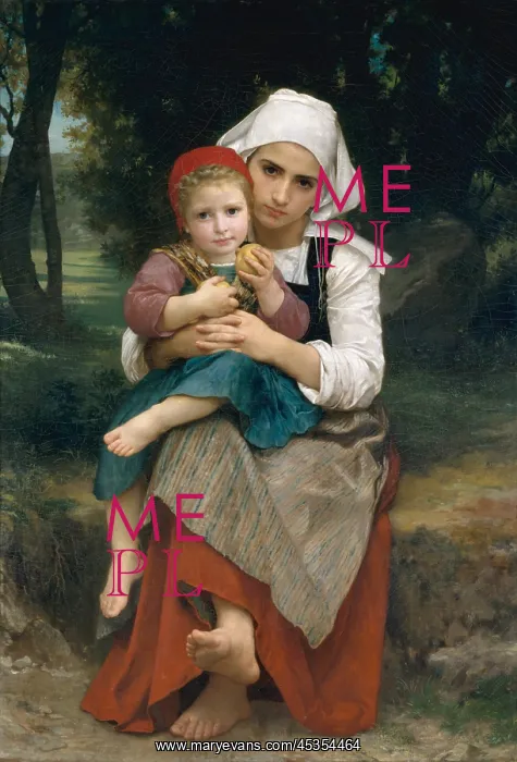  : BRETON BROTHER AND SISTER, by William Bouguereau