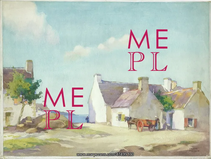 : A Breton Hamlet - with horse and cart : A Breton Hamlet - with horse and cart