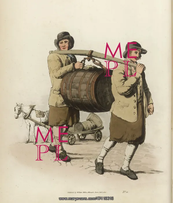: Brewers. BREWERS Two brewer's men carry a cask while their horse-drawn : Brewers. BREWERS Two brewer's men carry a cask while their horse-drawn