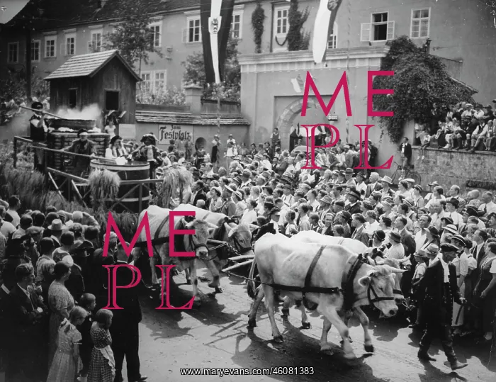 : Brewery wagon during a procession in : Brewery wagon during a procession in