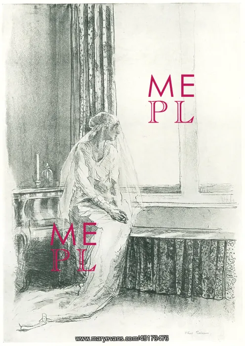 : The Bride. A portrait lithograph of a young woman wearing her bridal dress : The Bride. A portrait lithograph of a young woman wearing her bridal dress