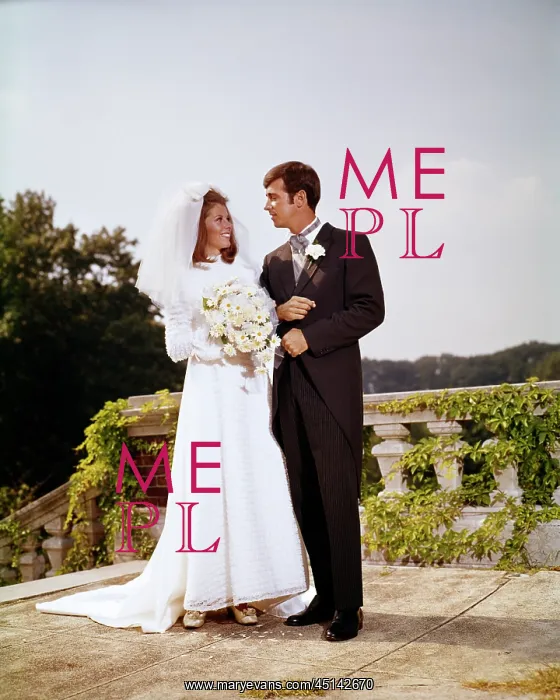 : Bride and Groom Standing Side by Side She in Long : Bride and Groom Standing Side by Side She in Long