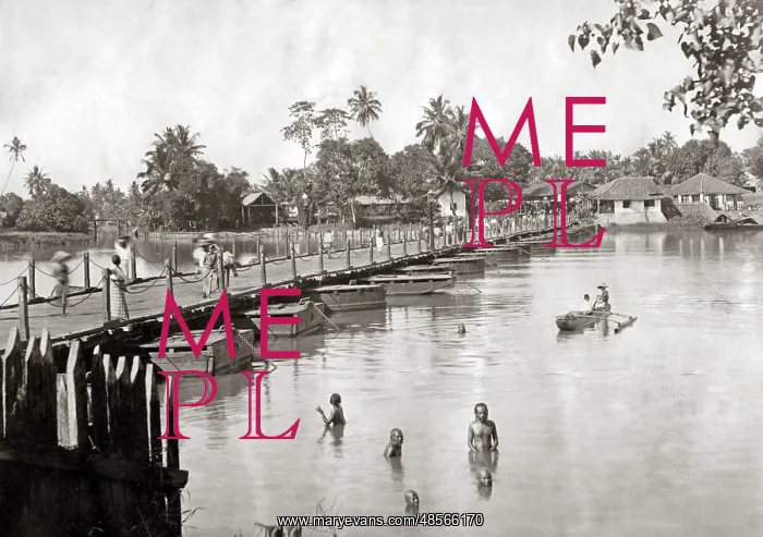  : Bridge of boats, Ceylon, circa 1880s