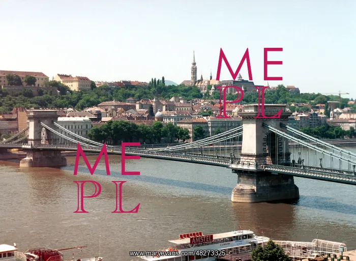 : A bridge across the Danube River in Budapest, 1996 : A bridge across the Danube River in Budapest, 1996