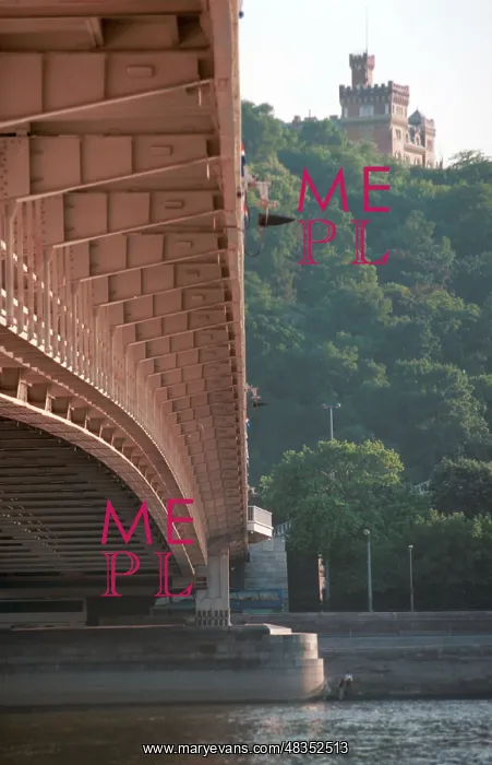 : A bridge across the Danube River in Budapest, 1996 : A bridge across the Danube River in Budapest, 1996