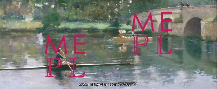 : The Bridge at Grez ' canoe and rowing boat : The Bridge at Grez ' canoe and rowing boat