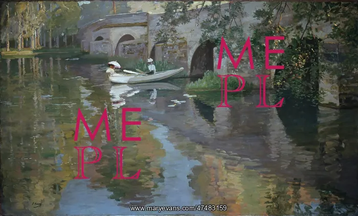 : The Bridge at Grus ' women in boat on river : The Bridge at Grus ' women in boat on river