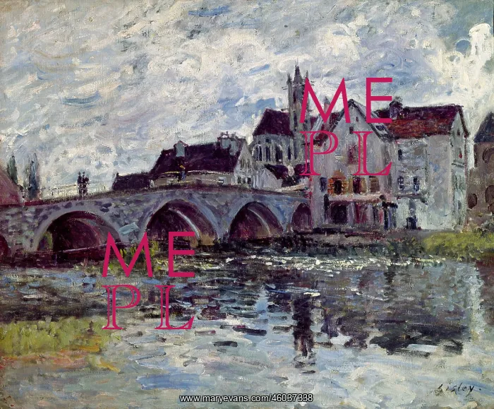 : The Bridge of Moret, by Alfred Sisley : The Bridge of Moret, by Alfred Sisley