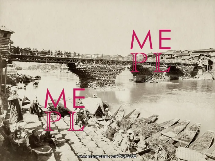 : Bridge over the River Jhelum Srinagar, India, c.1890's : Bridge over the River Jhelum Srinagar, India, c.1890's