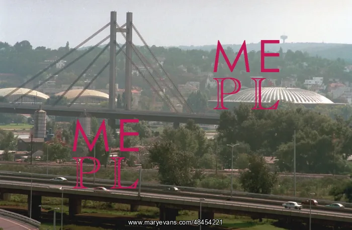 : A bridge across the Sava River in Belgrade, 1995 : A bridge across the Sava River in Belgrade, 1995