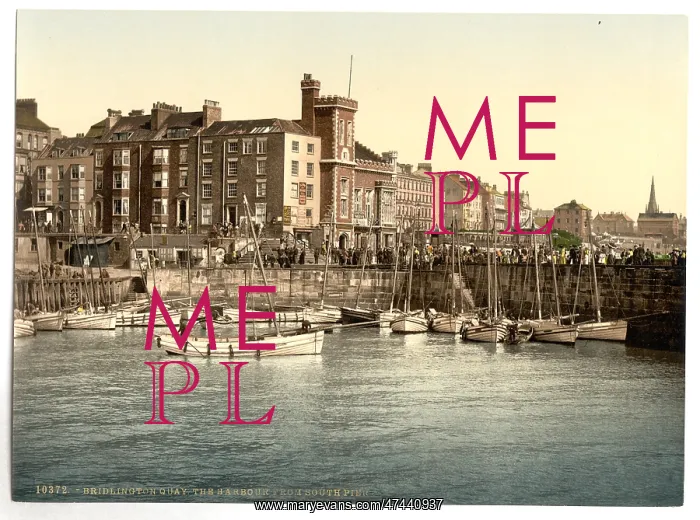 : Bridlington, the harbor, from south pier, Yorkshire, England : Bridlington, the harbor, from south pier, Yorkshire, England
