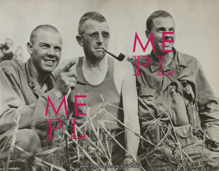 : Brig. Gen. Frank Merrill flanked by the Higgins : Brig. Gen. Frank Merrill flanked by the Higgins