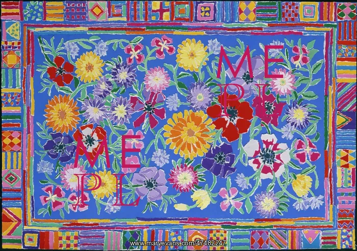 : Bright flowers on a blue background : Bright flowers on a blue background