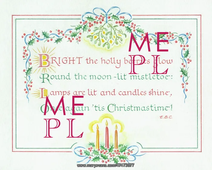  : Bright the holly berries glow