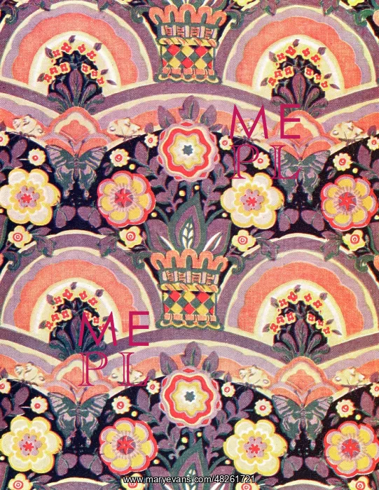 : Brightly coloured floral pattern with butterflies : Brightly coloured floral pattern with butterflies