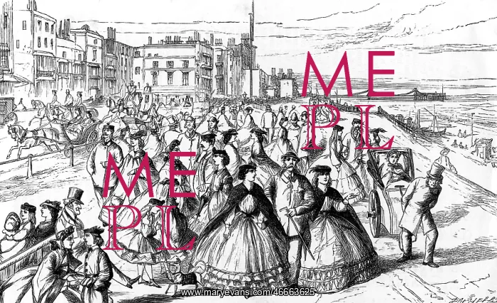 : Brighton, promenade, drawing by William McConnell : Brighton, promenade, drawing by William McConnell