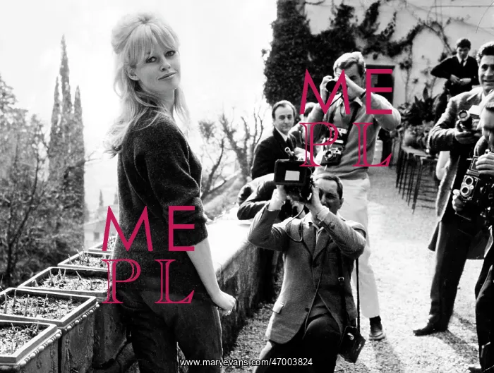: Brigitte Bardot, French actress, with photographers, Italy : Brigitte Bardot, French actress, with photographers, Italy