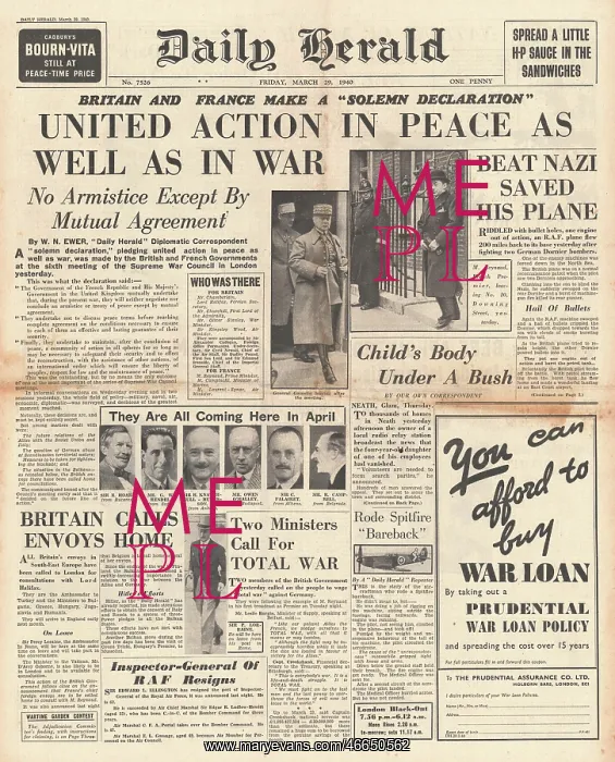 : Briitsh and French Governments declare unity in war : Briitsh and French Governments declare unity in war