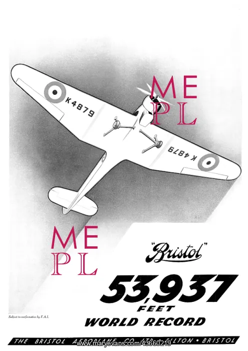  : Bristol 138A Monoplane - Pegasus. World Altitude Record
