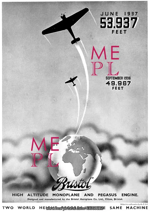 : Bristol 138A Monoplane - Pegasus. World Altitude Record