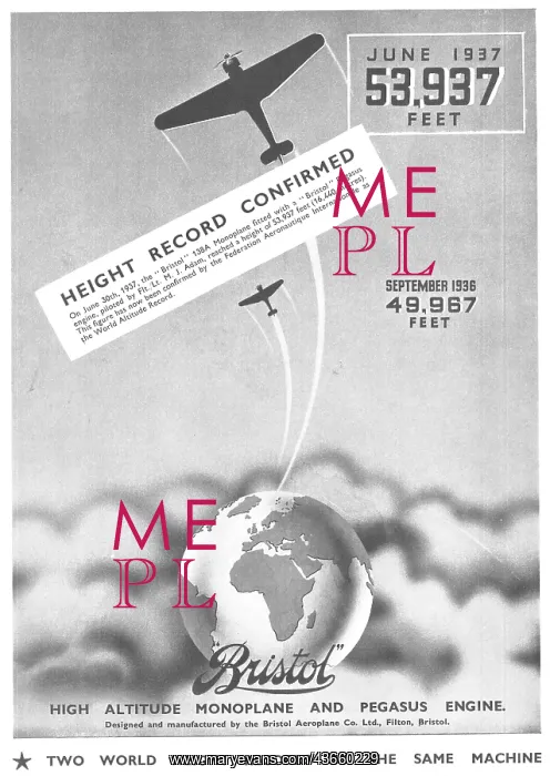  : Bristol 138A Monoplane - Pegasus. World Altitude Record