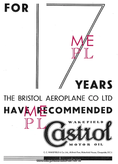 : The Bristol Aeroplane Co Recommend Castrol Oils : The Bristol Aeroplane Co Recommend Castrol Oils