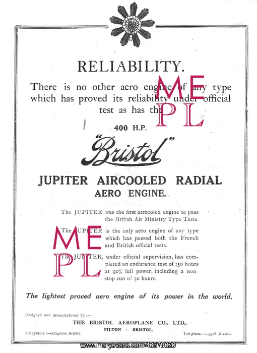: Bristol Jupiter 400 HP Aircooled Radial Aero Engine : Bristol Jupiter 400 HP Aircooled Radial Aero Engine