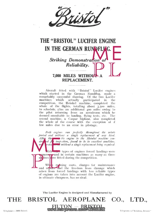 : Bristol Lucifer Aero Engine In The German Rundflug : Bristol Lucifer Aero Engine In The German Rundflug