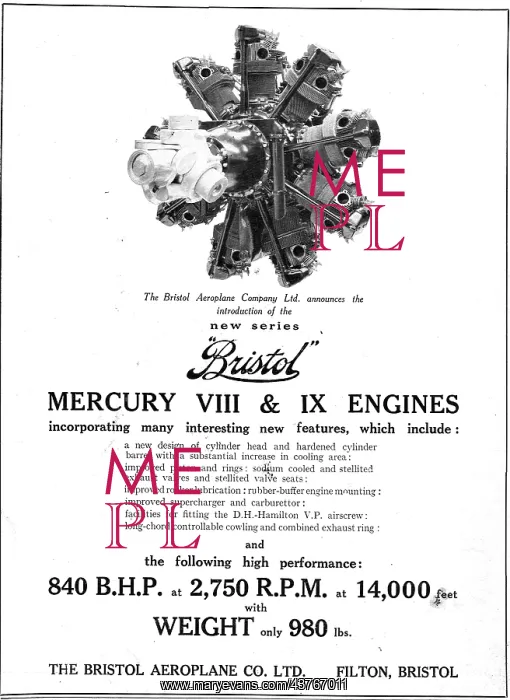 : Bristol Mercury VIII & IX Aero Engine : Bristol Mercury VIII & IX Aero Engine