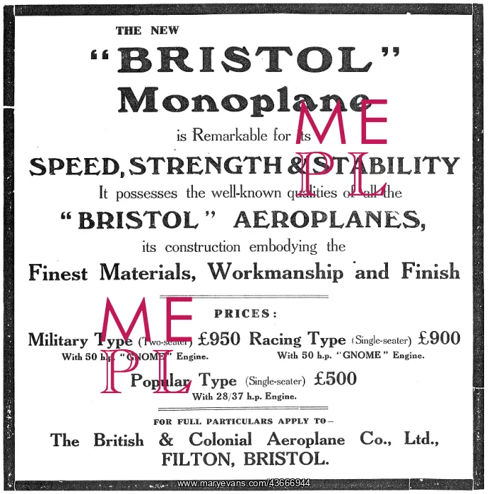 : Bristol Monoplanes : Bristol Monoplanes